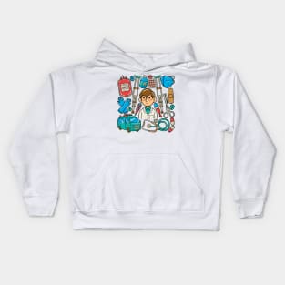 Man Doctor Kawaii Doodle Kids Hoodie